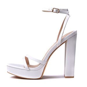 GENSHUO Women's Platform Chunky High Heels Square Toe Ankle Strap Sandals 9